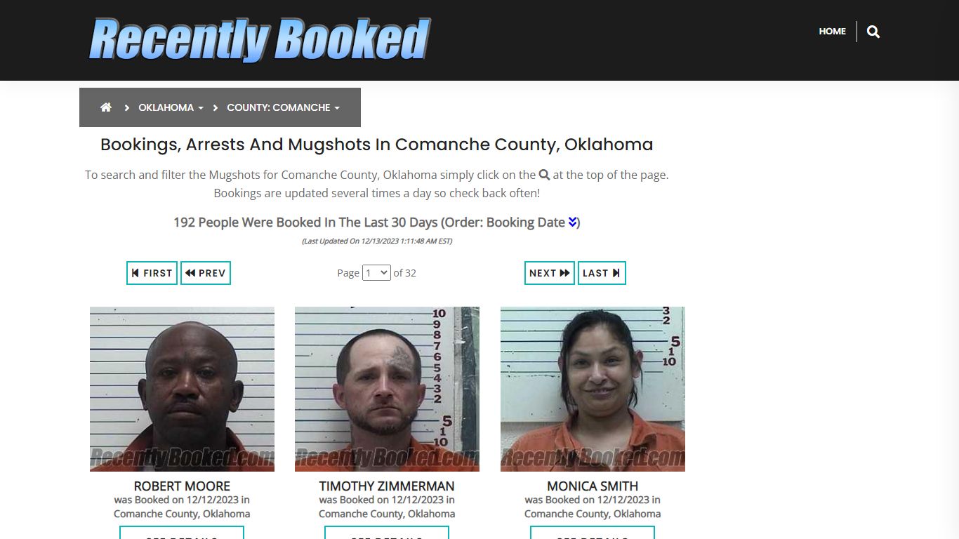 Bookings, Arrests and Mugshots in Comanche County, Oklahoma