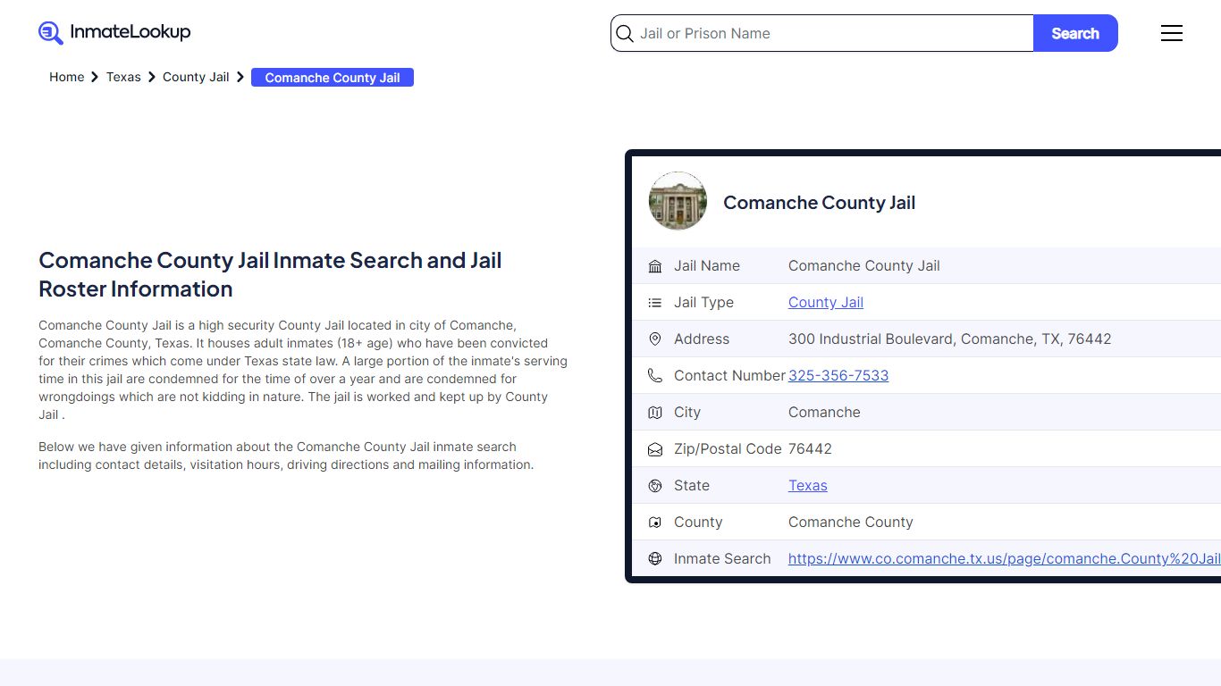 Comanche County Jail Inmate Search and Jail Roster Information