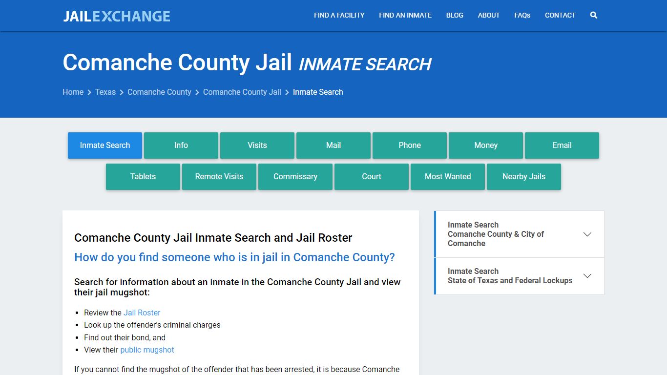 Inmate Search: Roster & Mugshots - Comanche County Jail, TX